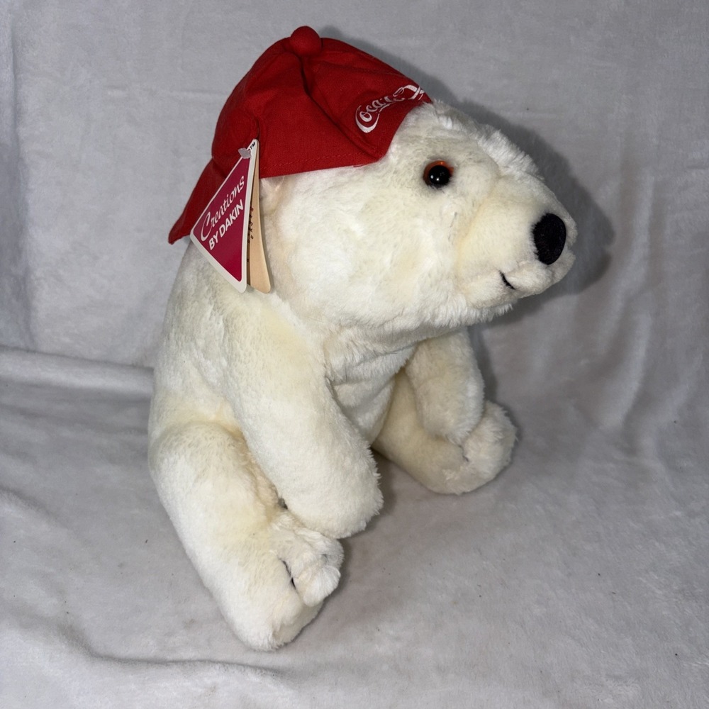 Vintage 1995 Coca Cola Coke Polar Bear Plush Creations by Dakin Red Hat Tags